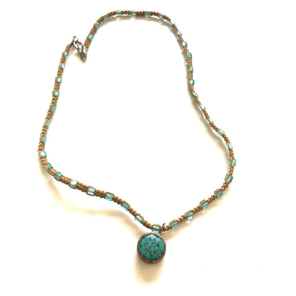 TURQUOISE HANDMADE BEADED NECKLACE